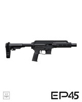 Extar EP45 6.5 inch .45 ACP firearm, tactical rifle with adjustable stock and Picatinny rail for accessories.
