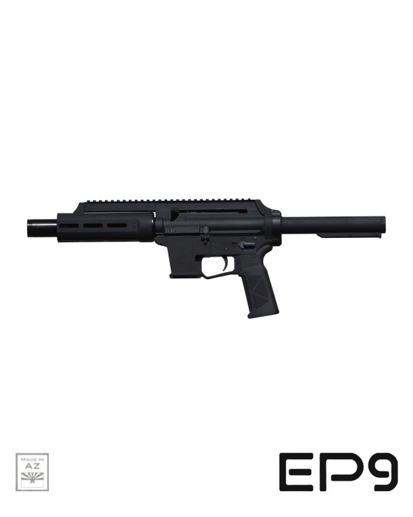 Extar Stabilizer W Strap, SBA3™ Adjustable Stabilizing Brace, SBA6™ Adjustable Stabilizing Brace - Extar EP9 6.5" 9mm pistol with bare buffer tube, no brace installed, right side view