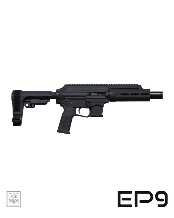 SBA3™ Adjustable Stabilizing Brace - Extar EP9 6.5" 9mm pistol with SBA3 brace collapsed, left side view