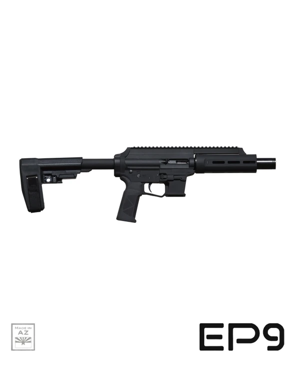 SBA6™ Adjustable Stabilizing Brace - Extar EP9 6.5" 9mm pistol with SBA6 brace extended, left side view
