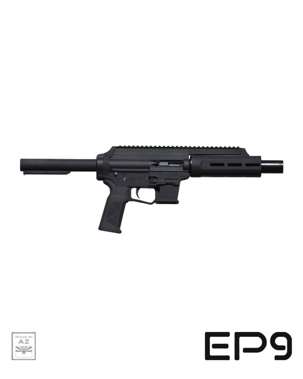 Extar Stabilizer W Strap, SBA3™ Adjustable Stabilizing Brace, SBA6™ Adjustable Stabilizing Brace - Extar EP9 6.5" 9mm pistol with bare buffer tube, no brace installed, left side view