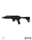 Extar EP9 6.5-inch 9mm Essentials Bundle, black tactical firearm with adjustable stock, picatinny rail, and suppressor. Extar Stabilizer