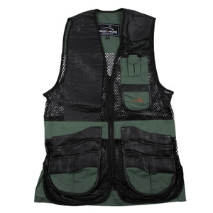 Wild Hare Shooting Gear Range Vest in Forest Green and Black Leather Wild Hare Shooting Gear Range Vest in Forest Green and Black Leather