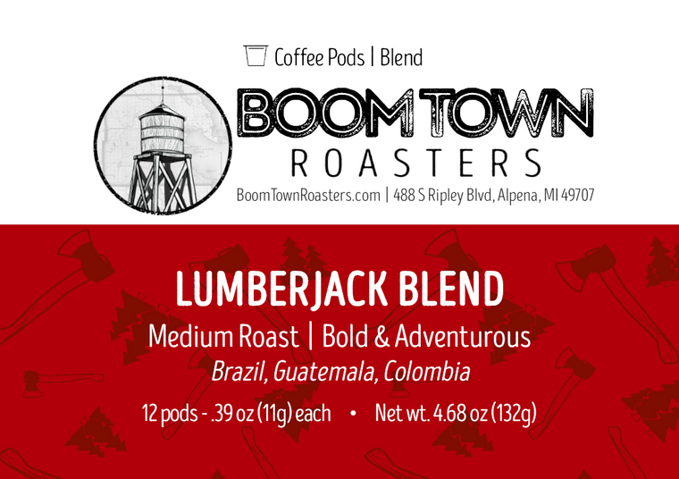 Boom Town Roaster's Lumbrjack Coffee Pods, Keurig/Kcup compatible. Medium Roast