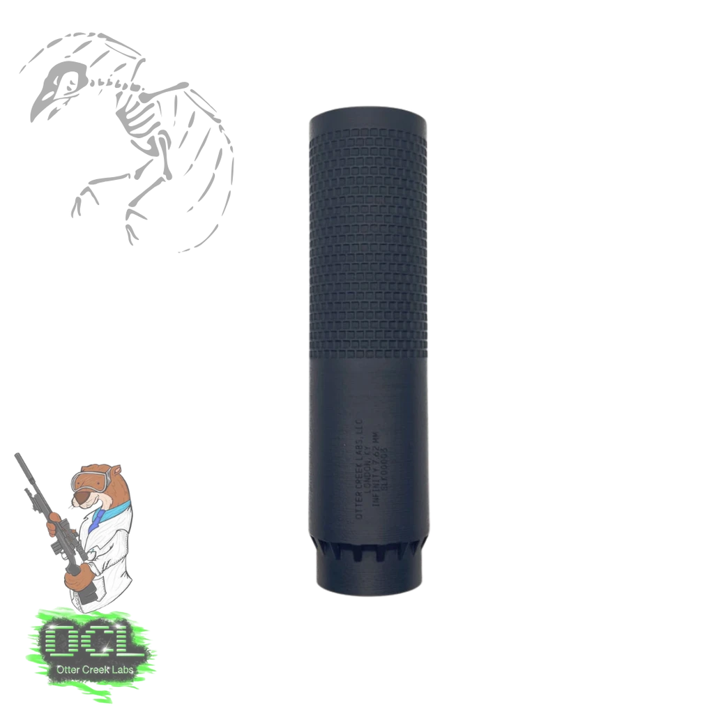Otter Creek Labs, Infinity, Rifle Suppressor, 7.62MM, Inconel Construction, Black, Includes Vented and Solid End Cap, Hub Compatible, No Mount Included, INF762
UPC: 664533663578