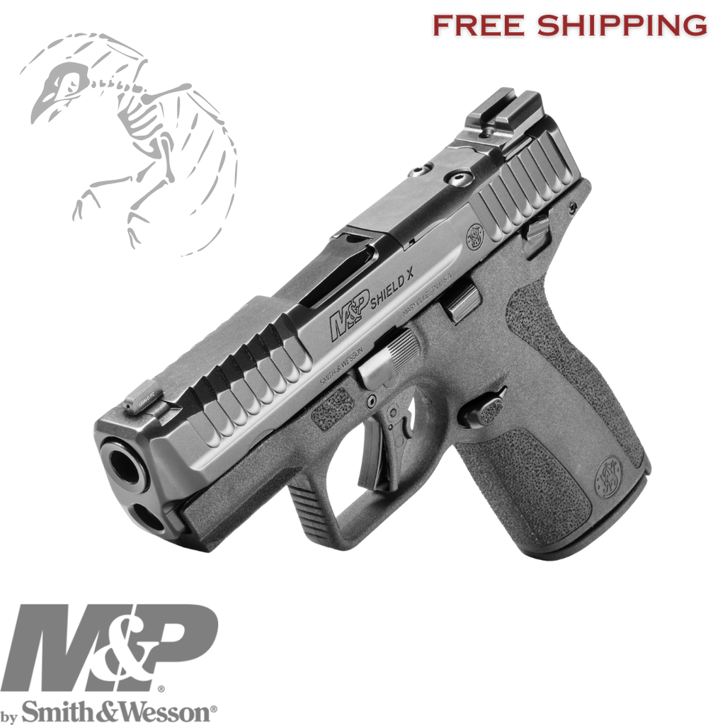 New 2025 release – Smith & Wesson M&P9 Shield X 9mm pistol with optics-ready 3.6-inch slide, night sight, thumb safety, and high-capacity 13+1 and 15+1 magazines. Ideal for concealed carry. 14264
UPC: 022188900859, 14265
UPC: 022188901122 California compliant 10 rd restriction state, ca, wa, IL, MA, 14263
UPC: 022188900842