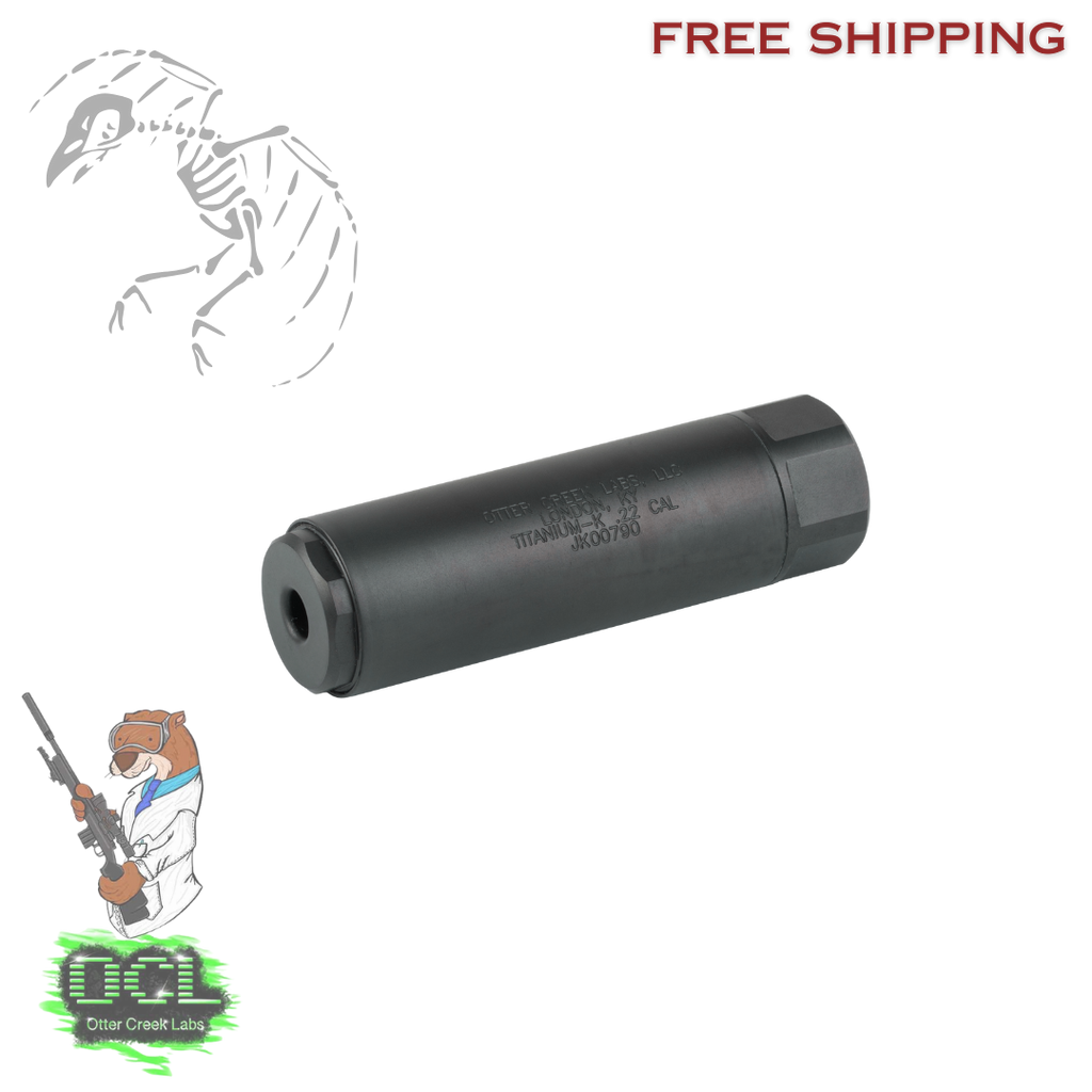 Otter Creek Labs Titanium K rimfire suppressor – lightweight titanium .22 LR suppressor, 1/2x28 direct thread, user-serviceable, compact K-can design, free shipping from dead crow defense in stock available limited run, 664533654217, TIK