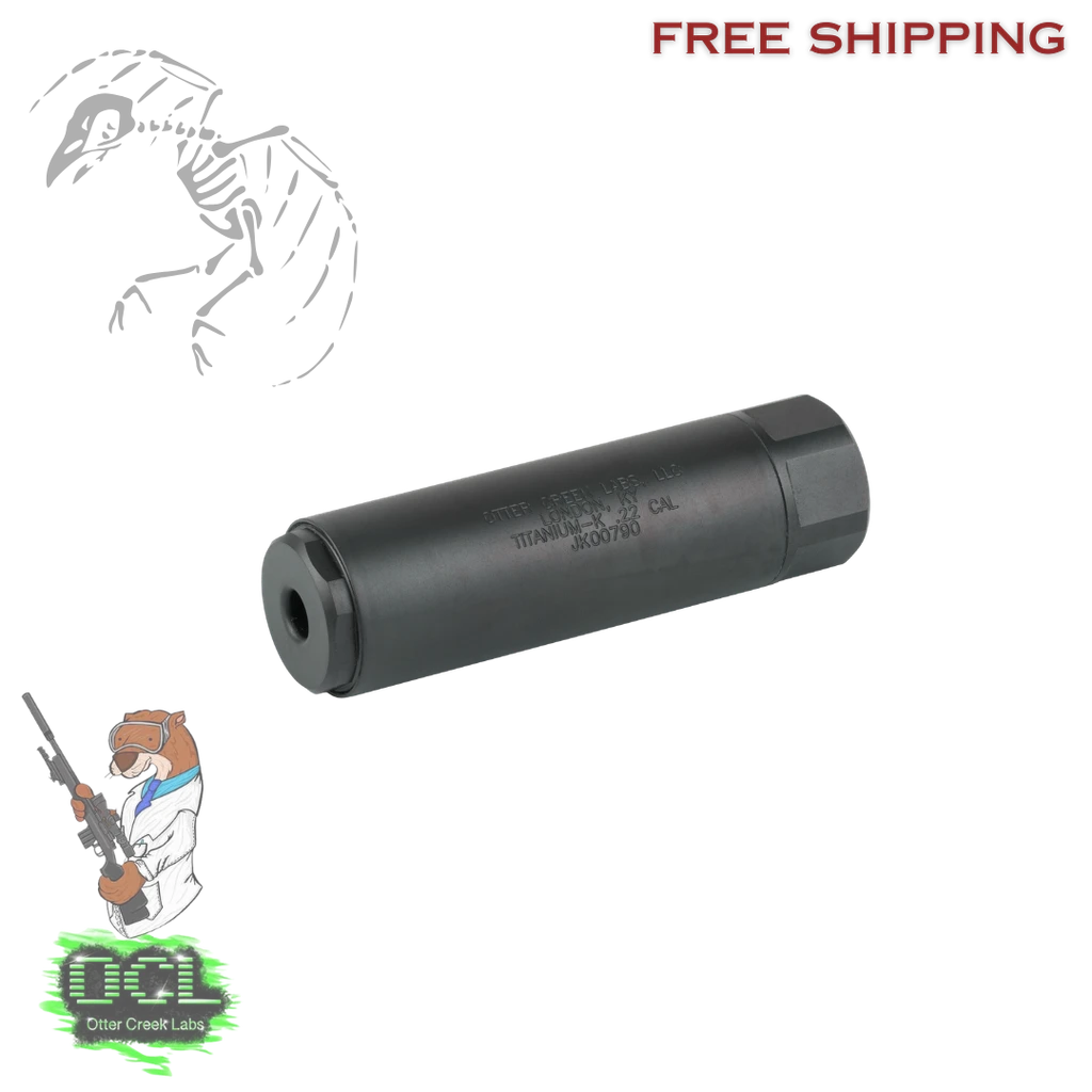 Otter Creek Labs Titanium K rimfire suppressor – lightweight titanium .22 LR suppressor, 1/2x28 direct thread, user-serviceable, compact K-can design, free shipping from dead crow defense in stock available limited run, 664533654217, TIK