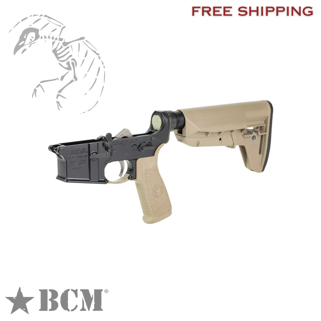 Bravo Company BCM complete AR-15 lower receiver in Flat Dark Earth with SOPMOD Mod 2 Widebody stock, forged 7075-T6 aluminum, multi-caliber marked, Bravo Company, Complete Lower Receiver, AR-15, Multi Caliber, Anodized Finish, Flat Dark Earth, BCM SOPMOD 2 Widebody Stock, 7075 T6 Aluminum, Factory Cosmetic, blew, blemished, deal, dead crow defense, BCMLRG-STK-MOD-2-SPMD-FDE-COSMO
UPC: 812526024282