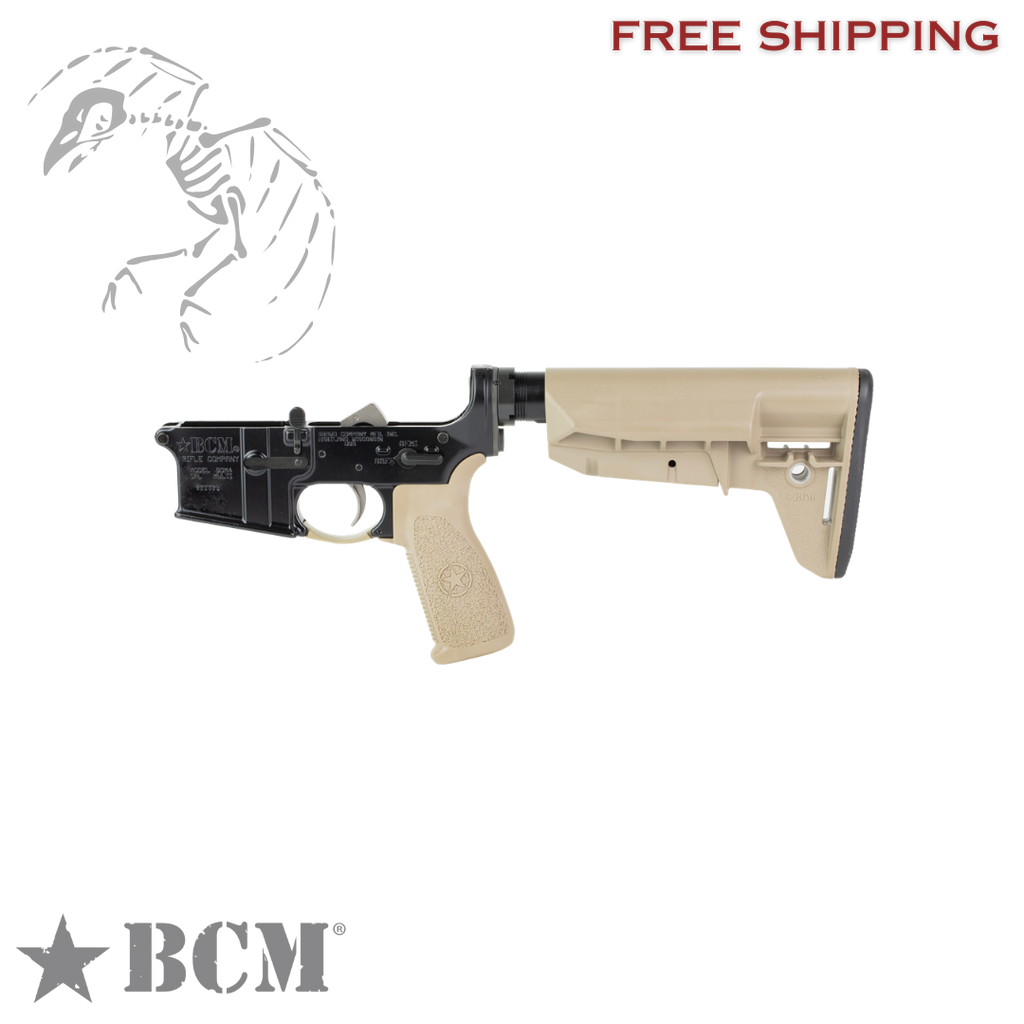 Bravo Company BCM complete AR-15 lower receiver in Flat Dark Earth with SOPMOD Mod 2 Widebody stock, forged 7075-T6 aluminum, multi-caliber marked, Bravo Company, Complete Lower Receiver, AR-15, Multi Caliber, Anodized Finish, Flat Dark Earth, BCM SOPMOD 2 Widebody Stock, 7075 T6 Aluminum, Factory Cosmetic, blew, blemished, deal, dead crow defense, BCMLRG-STK-MOD-2-SPMD-FDE-COSMO
UPC: 812526024282