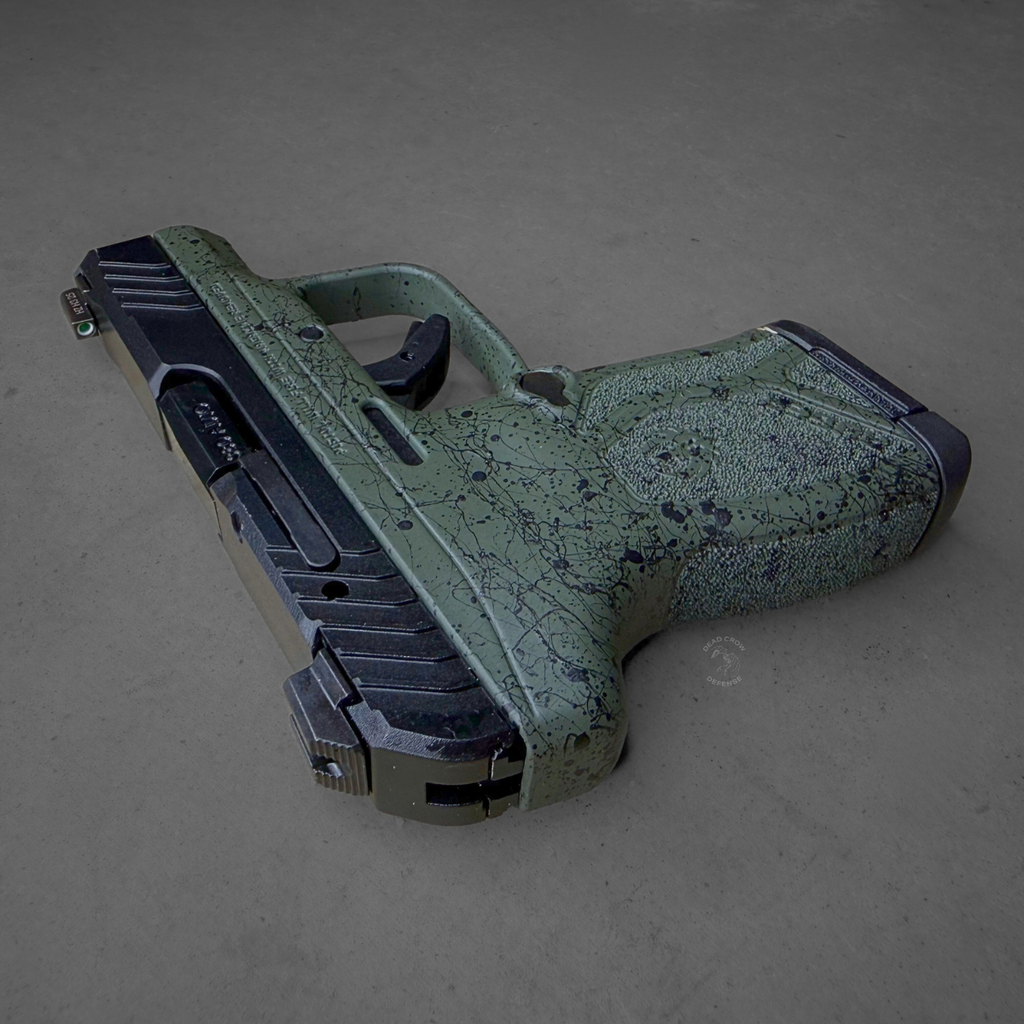 Ruger LCP MAX .380 ACP pistol with 2.8-inch barrel, green polymer frame with black speckle, tritium front sight, manual thumb safety, and 10-round magazine, Ruger, LCP MAX, Double Action Only, Semi-automatic, Polymer Frame Pistol, Compact, 380ACP, 2.8" Barrel, Black Nitride Finished Slide, Green Frame with Black Speckle, Tritium Front Sight with White Outline and Drift Adjustable Rear Sight, Manual Thumb Safety, 10 Rounds, 1 Magazine, Manufacturer Part #: 13762
UPC: 736676137626