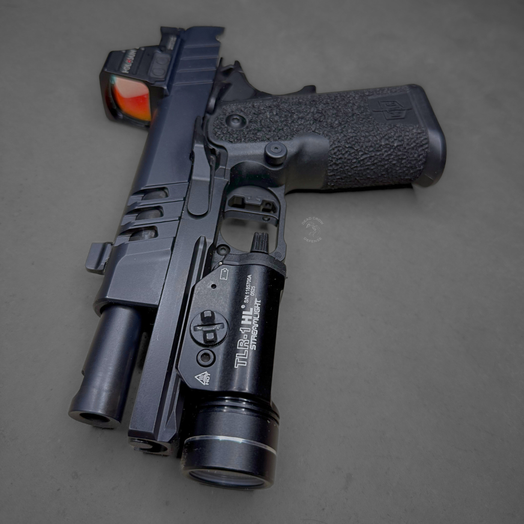 Used mac9 Mac 9 ds comp 4.25 in stock deal sale special package extra magazines, southwest precision, upgrade, holosun, 507c, 507 comp, tlr, streetlight, tlr-1hl, holster, 12500015
UPC: 810162050320, Military Arms Corporation, MAC 9 Double Stack, Single Action Only, Semi-automatic, Steel Frame Pistol, Carry Size, 9MM, 4.25" Compensated Barrel, QPD Finish, Black, 11 Degree Target Crown, AGENCY AOS Optics Cut, Blade Front and Adjustable Rear Sights, 17 Rounds, 2 Magazines