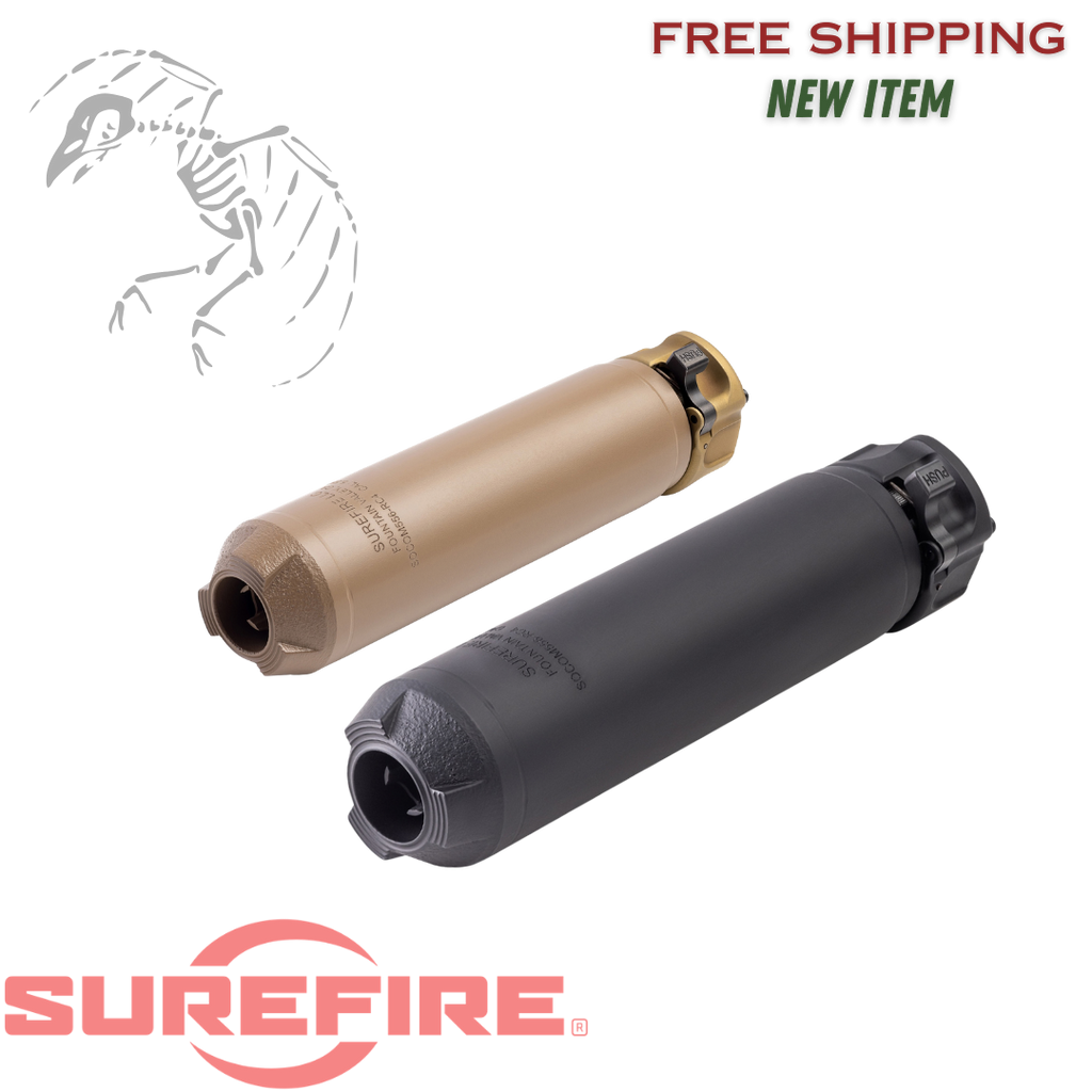 Surefire, SOCOM RC4 Rifle Suppressor, 223 Remington/5.56 NATO, 3D-Printed Inconel Construction, 17oz, 1.5" Diameter, 6.3" Length, Low Back Pressure, End Mount Fast-Attach, Cerakote Finish, Flat Dark Earth, new silencer from surefire RC2 in stock shipping now RC3, SOCOM556-RC4-DE
UPC: 084871334310, SOCOM556-RC4-BK
UPC: 084871334303