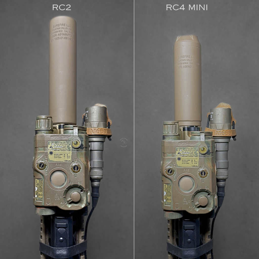 Surefire, SOCOM RC4 Mini Rifle Suppressor, 223 Remington/5.56 NATO, 3D-Printed Inconel Construction, 14.5oz, 1.5" Diameter, 5.5" Length, Low Back Pressure, End Mount Fast-Attach, Cerakote Finish, Flat Dark Earth, SOCOM556-MINI4-DE
UPC: 084871334334, SOCOM556-MINI4-BK
UPC: 084871334327 Dead Crow Defense