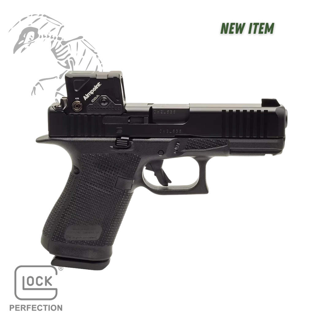 GLOCK, 19 GEN 6 COA, Semi-automatic, Striker Fired, Polymer Frame Pistol, Compact, 9MM, 4.02" Barrel, DLC Finish, Fixed Sights, Aimpoint COA Optic, 15 Rounds, 3 Magazines, P61950B03DC8A3
UPC: 764503068317, NEW Glock model with premium optic included package deal Glock 19 9mm pistol with Aimpoint COA enclosed red dot optic compact handgun with 4 inch barrel and 15 round magazines