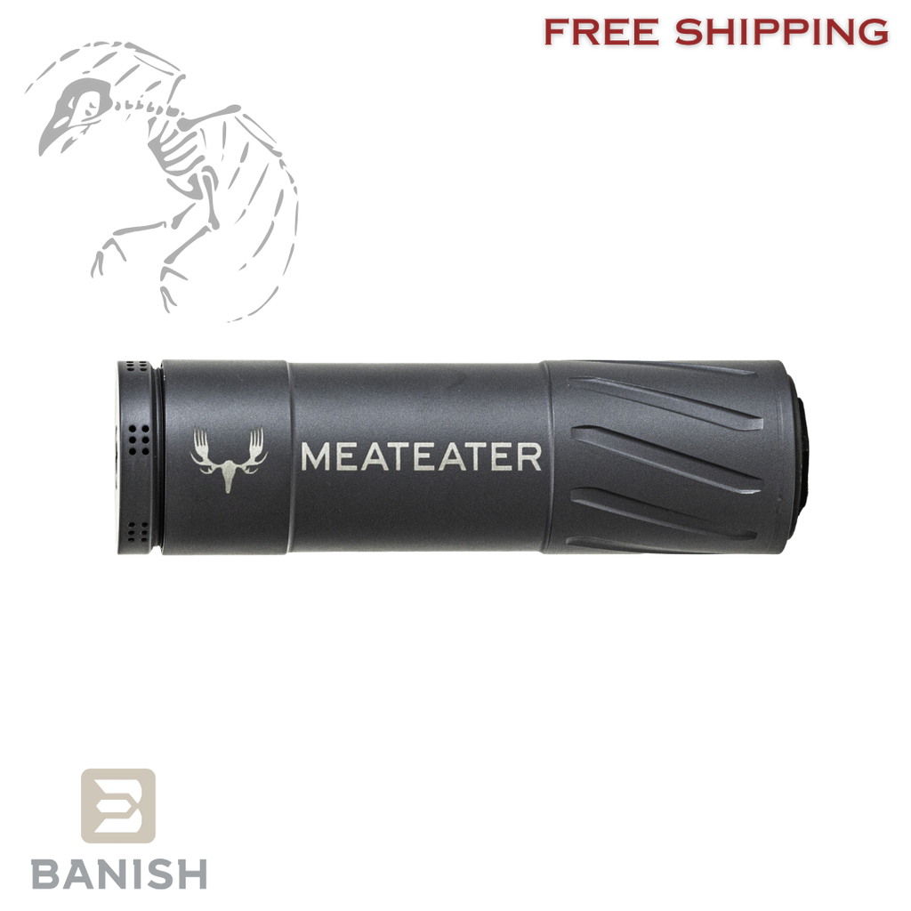 BANISH, MeatEater, Suppressor, .30 Cal, 5.85" Length, 1.73" Diameter, Titanium Construction, Cerakote Finish, Sniper Gray, HUB Compatible, Includes 5/8X24 Direct Thread Mount, 10.3oz Weight, 100000111320
UPC: 810171225696