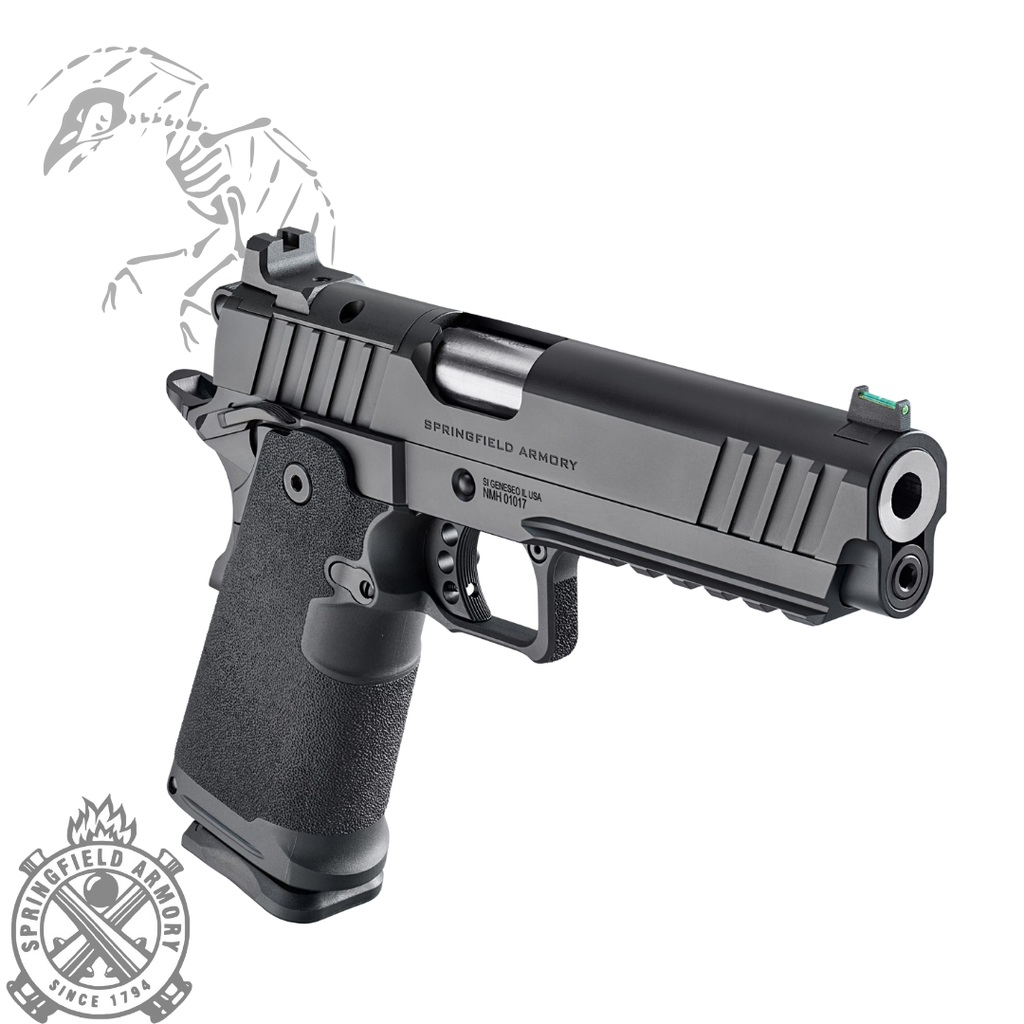 Springfield, 1911 DS Prodigy 5" AOS Handgun, Semi-Automatic Metal Frame Pistol, Forged Stainless Steel Barrel, Cerakote Finish, Black, Polymer Grips, Fiber Optic Front and Black Serrated Rear Sights, 2 Magazines, (1)-17 Round and (1)-20 Round, 706397964474	SPPH9119AOS
706397972660	SPPH9119AOSLC