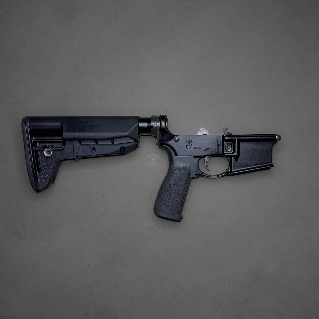 Bravo Company, Complete Lower Receiver, AR-15, Multi Caliber, Anodized Finish, Black, BCM MK2 Recoil Mitigation System, BCM SOPMOD 2 Widebody Stock, 7075 T6 Aluminum, Factory Cosmetic Blem, BCMLRG-RMS-STK-MOD-2-SPMD-BLK-COSMO