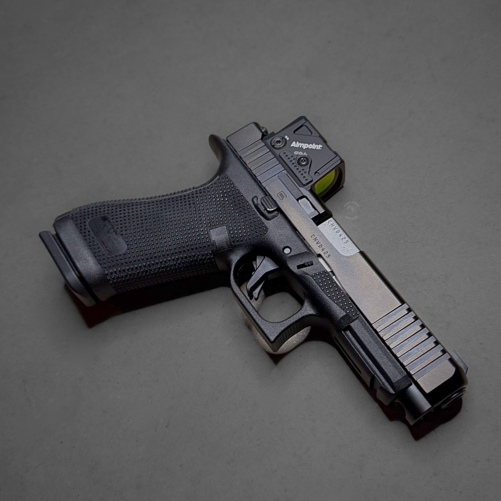GLOCK, 17 GEN 6 COA, Striker Fired, Semi-automatic, Polymer Frame Pistol, Full Size, 9MM, 4.49" Barrel, DLC Finish, Fixed Sights, Aimpoint COA Optic, 17 Rounds, 3 Magazines, P61750B03DC8A3
UPC: 764503068294, Dead Crow has the new Glock gen6 g17 full size handgun with he highly anticipated aimpoint COA optic factory installed in-stock and ready to ship FREE to your local FFL