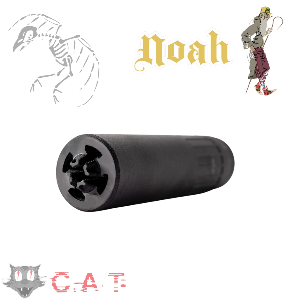 Specters Cat, NOAH, QD, 6MM, Inconel 718 Construction, DLC Finish, Black, Includes Spooky 1 Muzzle Device NOAHQD718
UPC: 850059086209, 850059086209	NOAHQD718
850059086216	NOAHHUB718
Specters Cat, NOAH, 1.375X24 HUB, 6MM, Inconel 718 Construction, DLC Finish, Black, Includes 5/8X24 Direct Thread Mount