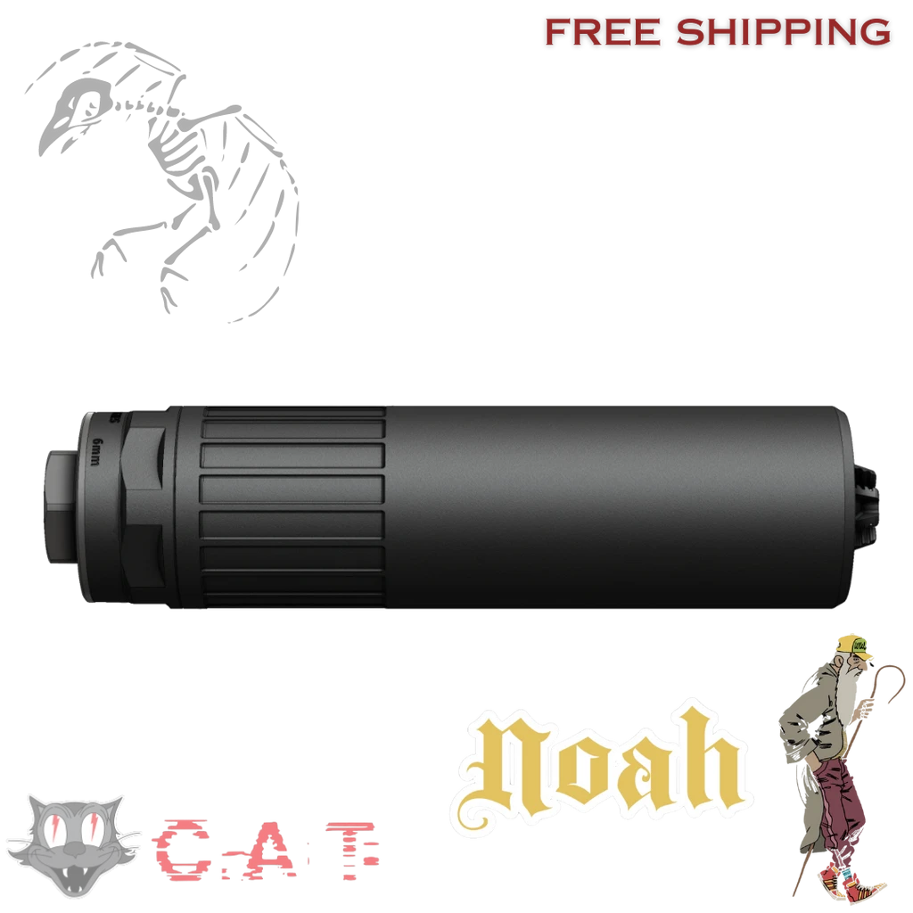 Specters Cat, NOAH, QD, 6MM, Inconel 718 Construction, DLC Finish, Black, Includes Spooky 1 Muzzle Device NOAHQD718
UPC: 850059086209, 850059086209	NOAHQD718
850059086216	NOAHHUB718
Specters Cat, NOAH, 1.375X24 HUB, 6MM, Inconel 718 Construction, DLC Finish, Black, Includes 5/8X24 Direct Thread Mount