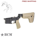 Bravo Company, Complete Lower Receiver, AR-15, Multi Caliber, Anodized Finish, Black, BCM MK2 Recoil Mitigation System, BCM SOPMOD 2 Widebody Stock, 7075 T6 Aluminum, Factory Cosmetic Blem, BCMLRG-RMS-STK-MOD-2-SPMD-BLK-COSMO