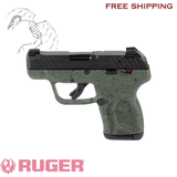 Ruger LCP MAX .380 ACP pistol with 2.8-inch barrel, green polymer frame with black speckle, tritium front sight, manual thumb safety, and 10-round magazine, Ruger, LCP MAX, Double Action Only, Semi-automatic, Polymer Frame Pistol, Compact, 380ACP, 2.8" Barrel, Black Nitride Finished Slide, Green Frame with Black Speckle, Tritium Front Sight with White Outline and Drift Adjustable Rear Sight, Manual Thumb Safety, 10 Rounds, 1 Magazine, Manufacturer Part #: 13762
UPC: 736676137626