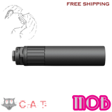 Specters Cat, MOB, 9MM, 7.39" Length, 1.6" Diameter, Titanium Construction, DLC Finish, Black, Includes 1/2X28 Direct Thread Mount, 9.9oz, MOBHUBTi
UPC: 850059086155