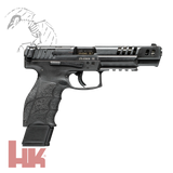 HK, VP9-B Match OR, Semi-automatic, Striker Fired, Full Size, Push Button Mag Release, 9MM, 5.51" Barrel, Black, Interchangeable Backstraps and Side Panels, Luminous Front Sight, Black Serrated Rear Sight, 20 Rounds, 4 Magazines, 642230263017, 81000555