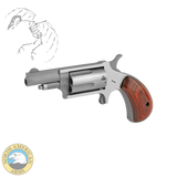 North, American, Arms, Mini, Revolver, Single, Action, Revolver, 22, WMR, 1.625, Barrel, Matte, Finish, Stainless, Steel, Silver, Wood Grips, Fixed, Sights, 5, Rounds,  NAA-22M, 744253000133