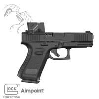 GLOCK, 19 M.O.S., Gen 5, Striker Fired, Polymer Frame Pistol, Compact, 9MM, 4.02" Marksman Barrel, nDLC Finish, Black, MOS8 Optic Cut, Aimpoint COA Optic Mounted, Black Front Sight, Rear Wedge Sight, Front Serrations, Ambidextrous Slide Stop Lever, Flared Mag Well, No Finger Grooves, 15 Rounds, 3 Magazines, PA195SB03MOS8A3, 764503064883