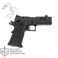 Military Arms Corporation, MAC 9 Double Stack, Single Action, Semi-automatic, Steel Frame Pistol, Carry Size, 9MM, 4.25" Compensated Barrel, QPD Finish, Black, 11 Degree Target Crown, AGENCY AOS Optics Cut, Blade Front and Adjustable Rear Sights, 17 Rounds, 2 Magazines, 12500015
UPC: 810162050320