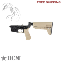 Bravo Company BCM complete AR-15 lower receiver in Flat Dark Earth with SOPMOD Mod 2 Widebody stock, forged 7075-T6 aluminum, multi-caliber marked, Bravo Company, Complete Lower Receiver, AR-15, Multi Caliber, Anodized Finish, Flat Dark Earth, BCM SOPMOD 2 Widebody Stock, 7075 T6 Aluminum, Factory Cosmetic, blew, blemished, deal, dead crow defense, BCMLRG-STK-MOD-2-SPMD-FDE-COSMO
UPC: 812526024282