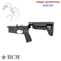 Bravo Company BCM complete AR-15 lower receiver in Flat Dark Earth with SOPMOD Mod 2 Widebody stock, forged 7075-T6 aluminum, multi-caliber marked, Bravo Company, Complete Lower Receiver, AR-15, Multi Caliber, Anodized Finish, BLACK, 0812526024374, BCMLRG-RMS-STK-MOD-2-S