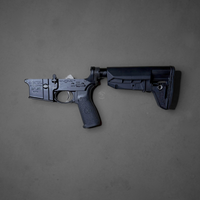 Bravo Company BCM complete AR-15 lower receiver in Flat Dark Earth with SOPMOD Mod 2 Widebody stock, forged 7075-T6 aluminum, multi-caliber marked, Bravo Company, Complete Lower Receiver, AR-15, Multi Caliber, Anodized Finish, BLACK, 0812526024374, BCMLRG-RMS-STK-MOD-2-S