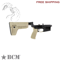 Bravo Company, Complete Lower Receiver, AR-15, Multi Caliber, Anodized Finish, Black, BCM MK2 Recoil Mitigation System, BCM SOPMOD 2 Widebody Stock, 7075 T6 Aluminum, Factory Cosmetic Blem, BCMLRG-RMS-STK-MOD-2-SPMD-BLK-COSMO