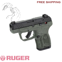 Ruger LCP MAX .380 ACP pistol with 2.8-inch barrel, green polymer frame with black speckle, tritium front sight, manual thumb safety, and 10-round magazine, Ruger, LCP MAX, Double Action Only, Semi-automatic, Polymer Frame Pistol, Compact, 380ACP, 2.8" Barrel, Black Nitride Finished Slide, Green Frame with Black Speckle, Tritium Front Sight with White Outline and Drift Adjustable Rear Sight, Manual Thumb Safety, 10 Rounds, 1 Magazine, Manufacturer Part #: 13762
UPC: 736676137626
