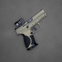 Smith & Wesson, M&P M2.0 Metal Compact, Spec Series VI, Semi-automatic, Striker Fired, Aluminum Frame Pistol, Compact, 9MM, 4" Barrel, Cerakote Finish, Champagne, Aimpoint ACRO P-2 Optic, Inline Ported Slide, Floyds Custom Shop EDC Magwell and Baseplates, Adjustable Sights, 15 Rounds, 3 Magazines, Includes Savior Pistol Bag, Hunter Constantine Carry Belt, Spec Series VI Knife & Spec Series Patch, 14634
UPC: 022188905021, Smith & Wesson M&P M2.0 Metal Compact Spec Series VI with Aimpoint ACRO P-2 optic
Ported slide M&P M2.0 Metal Compact Spec Series VI performance pistol
Floyd’s Custom Shop magwell on Smith & Wesson M&P M2.0 Spec Series VI
Smith & Wesson M&P M2.0 Metal Compact Spec Series VI bundle with ACRO optic and accessories