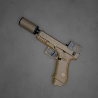 B&T Firearms HUSHPUPPYKITCTCSTM Hush Puppy Kit 9mm Luger 15+1 4" Stainless Threaded Barrel, Coyote Tan Receiver & Textured Grip, Includes Aimpoint Acro P-2 Red Dot, Suppressor & 2 Mags, in stock free shipping, HUSHPUPPYKITCTCSTM UPC # 840225719079