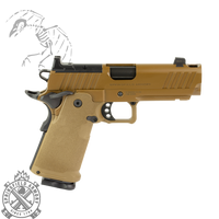 Springfield, 1911 DS Prodigy Comp, Semi-automatic, Metal Frame Pistol, Compact Size, 9MM, 4.25" Forged Stainless Steel Bull Barrel, Forged Carbon Steel Frame, Cerakote Finish, Coyote Brown, Polymer Grips, Tritium Front and Black Serrated Rear Sights, Optics Ready, Ambidextrous Safety, Integral Compensator, 2 Magazines, (1)-20 Round Magazine and (1)-17 Round Magazine, 706397987428	SPPH9117AOSCB-COMP
706397988029	SPPH9117AOSCBLC-COMP