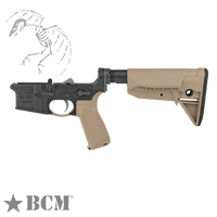 BCM Mod 0 Lower Receiver FDE BCM Mod 0 Lower Receiver Colors LRG-STK-MOD-0-BLK
UPC: 812526020369, Bravo Company, Semi-automatic Complete Lower Receiver, AR, 223 Remington/5.56 NATO, Anodized Finish, Black, BCM Gunfighter Stock, Fire Controls Marked SAFE and SEMI, BCMGUNFIGHTER Enhanced Trigger Guard, BCMGUNFIGHTER QD End Plate, BCMGUNFIGHTER Pistol Grip