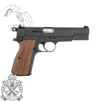 Springfield, SA-35, Single Action, Semi-automatic, Metal Frame Pistol, Full Size, 9MM, 4.7" Forged Barrel, Forged Carbon Steel, Blue Finish, Checkered Walnut Grips, White Dot Front Sight and Serrated Tactical Rack Rear Sight, Factory Tuned Trigger, Manual Thumb Safety, 15 Rounds, 1 Magazine, Weighs 31.5 Oz., 7.8" Length Manufacturer Part #: HP9201
UPC: 706397943967