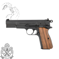 Springfield, SA-35, Single Action, Semi-automatic, Metal Frame Pistol, Full Size, 9MM, 4.7" Forged Barrel, Forged Carbon Steel, Blue Finish, Checkered Walnut Grips, White Dot Front Sight and Serrated Tactical Rack Rear Sight, Factory Tuned Trigger, Manual Thumb Safety, 15 Rounds, 1 Magazine, Weighs 31.5 Oz., 7.8" Length Manufacturer Part #: HP9201
UPC: 706397943967