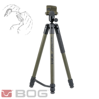 BOG, Deathgrip Infinite, Tripod, Aluminum Construction, Matte Finish, Black, Includes Adjustable Deathgrip Clamp, Ball Head Mount