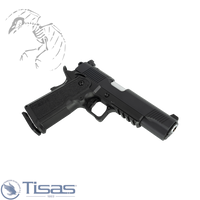 Tisas, USA, 1911, Duty, B9R, DS, Single, Action, Only, SAO,  Semi, automatic, Metal Frame, Pistol, 9MM, 5, Barrel, Cerakote, Finish, Black, Light, Rail, Optic, Cut, Manual, Safety, Black, Rear,  White, Dot, Front, Sight, 17, Rounds, 2, Magazines, IN, STOCK, AVAILABLE, CHEAP, 2011, OPTIC, READY, CUT, SLIDE, RED, DOT, COMPATIBLE, SALE, DISCOUNT, MILITARY, GUN, HANDGUN, 723551445822, 12500002