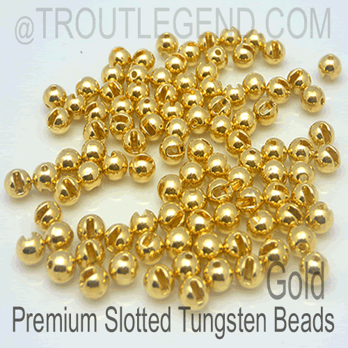 Gold Tungsten Slotted TroutLegend Beads (25packs)