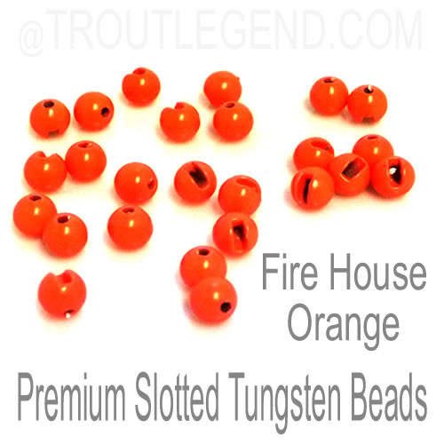 Fire House Orange Tungsten Slotted TroutLegend Beads (25packs)
