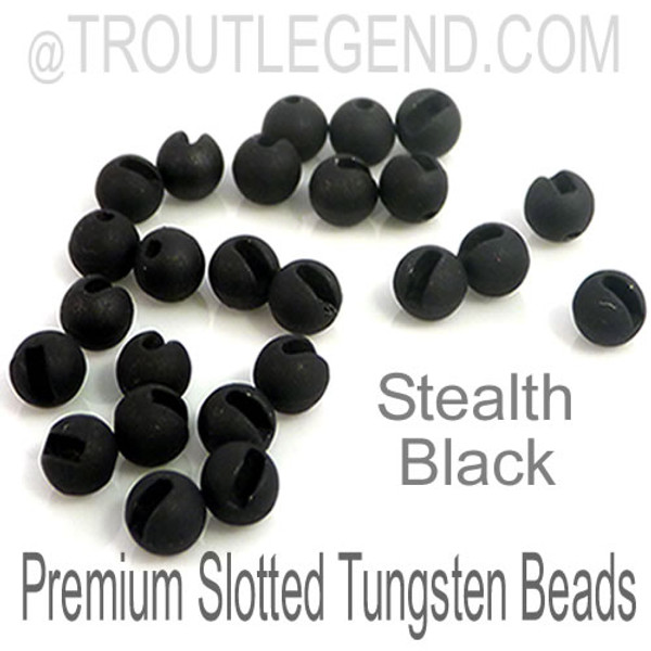 Stealth Black Tungsten Slotted TroutLegend Beads (25packs)