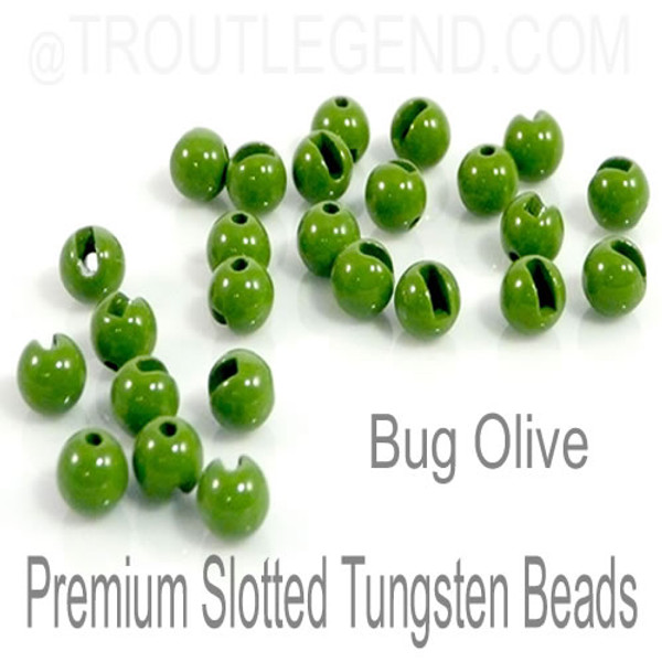 Bug Olive Tungsten Slotted TroutLegend Beads (25packs)