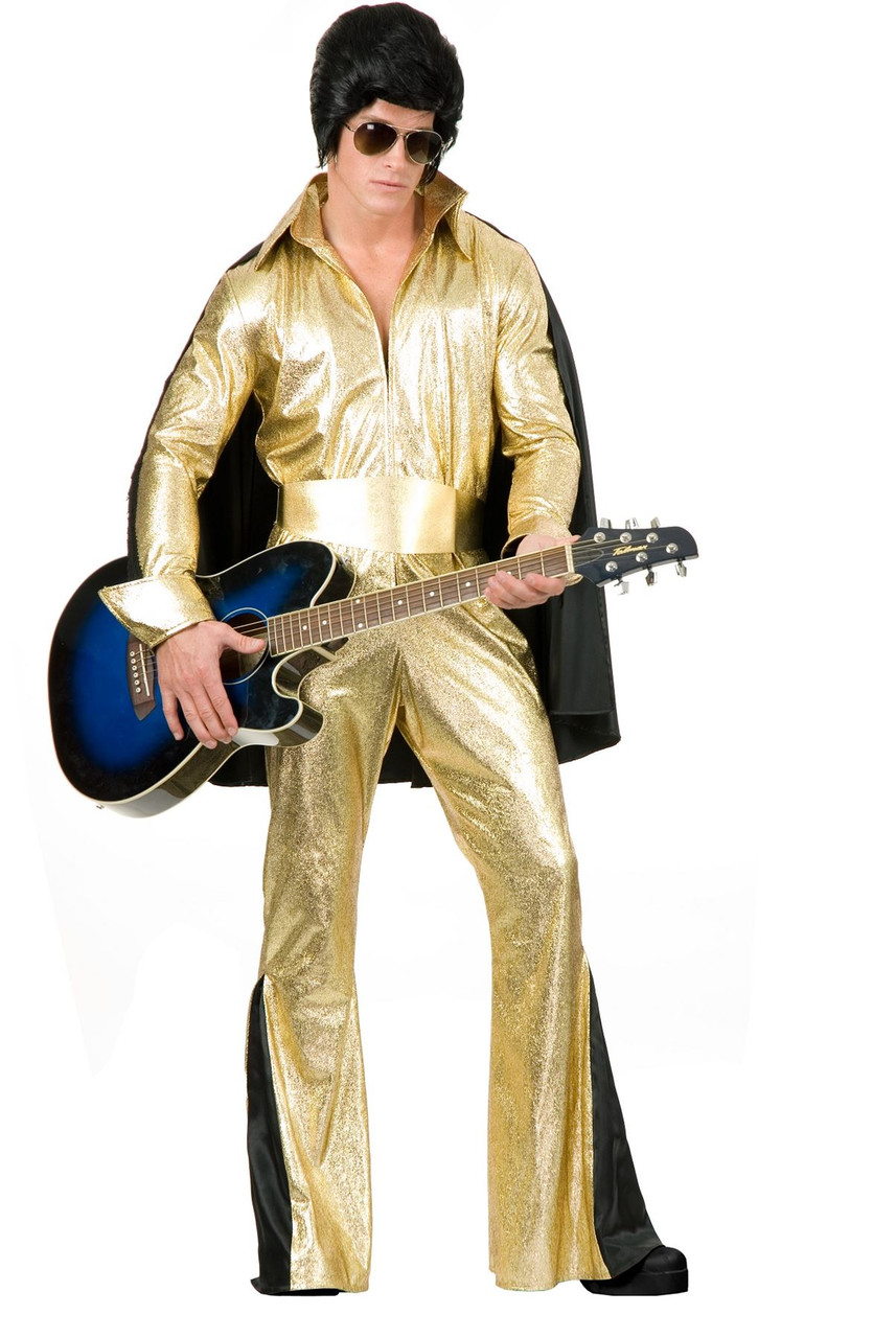 ELVIS gold jumpsuit rock star pop adult mens costume M - CostumeVille